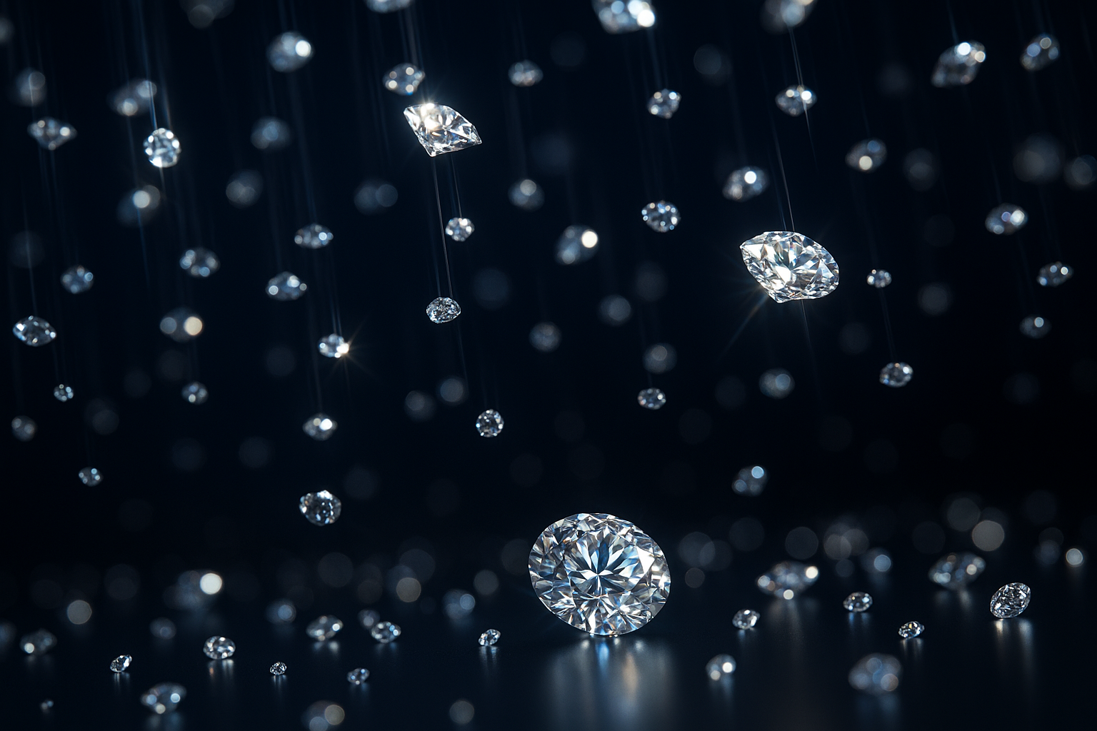 lots of diamonds falling for a website header backdrop
